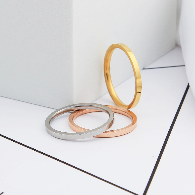 Simple Style Solid Color Stainless Steel Plating Gold Plated Rings display picture 2