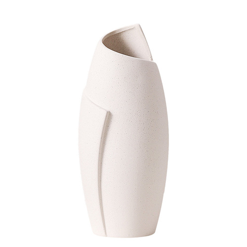 Nordic ins style high-looking small vase simple white ceramic ornaments living room European flower ornaments high-end