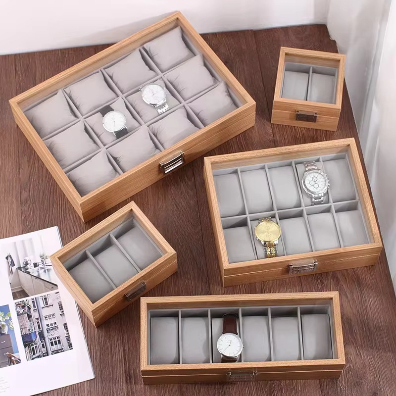 New Environmentally Friendly Bamboo Watch Box, Fashionable Chinese-Style Watch Storage Box, Bamboo Flip-Top Desktop Dust-Proof Jewelry Box