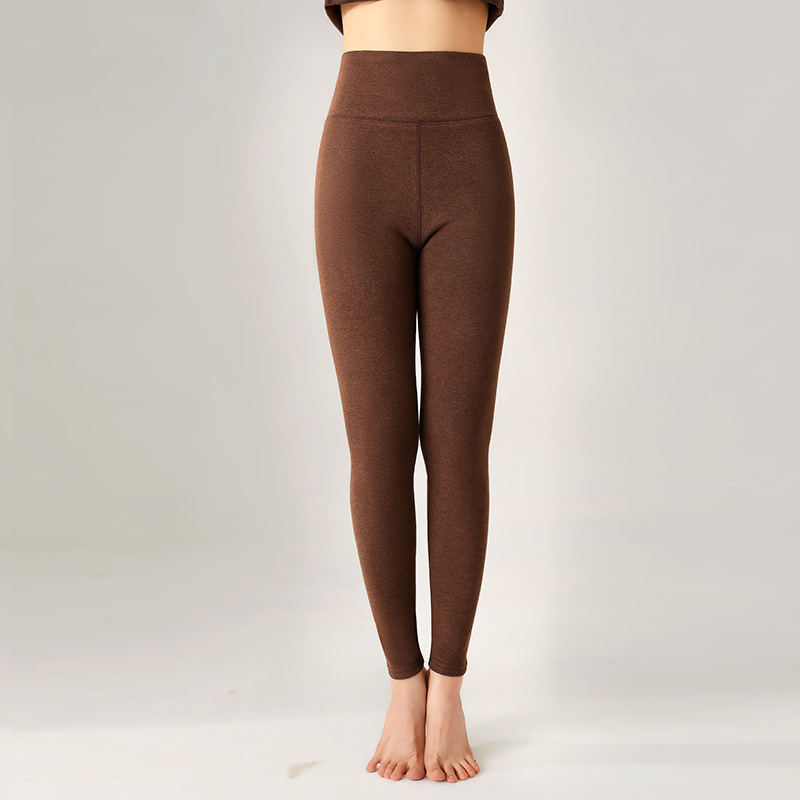 Calzoncillos largos de terciopelo de doble cara para mujeres 2023 nueva ropa de mujer forrada de lana gruesa pantalones cálidos de terciopelo de una pieza de cintura alta polainas de contracción del vientre image 7
