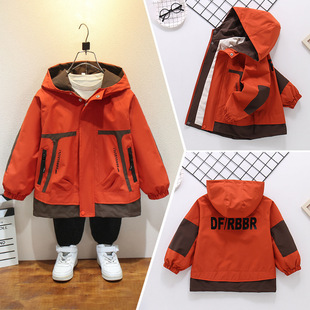 Boys' Outwears Spring & Fall 2025 New Style Kidsren's Style Jackets Spring Clothes Medium and Large Kidsren's Tops Hooded Windbreaker Trend