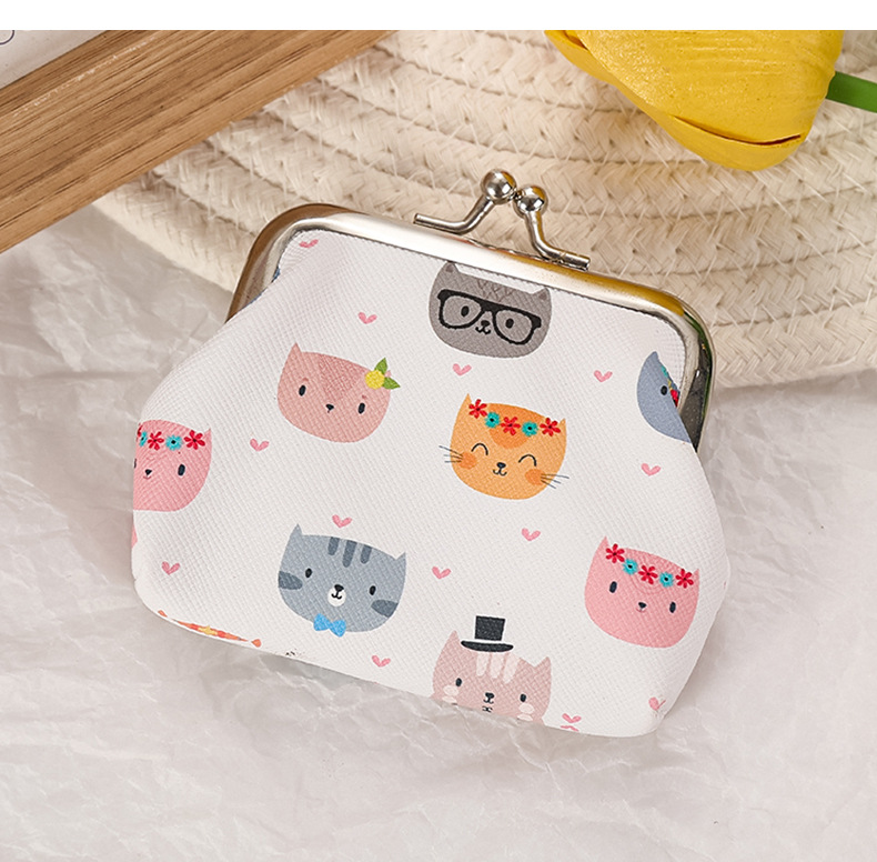 30g Weight Polyester Lining Material Buckle Closure Type Coin Purse Bags Type 1 Piece Quantity Holiday, Daily Occasion Pu Leather Material Cat Pattern All Seasons Season Kid'S Gender Cute Style Square Shape Kid'S Cat Pu Leather Buckle Kids Wallets