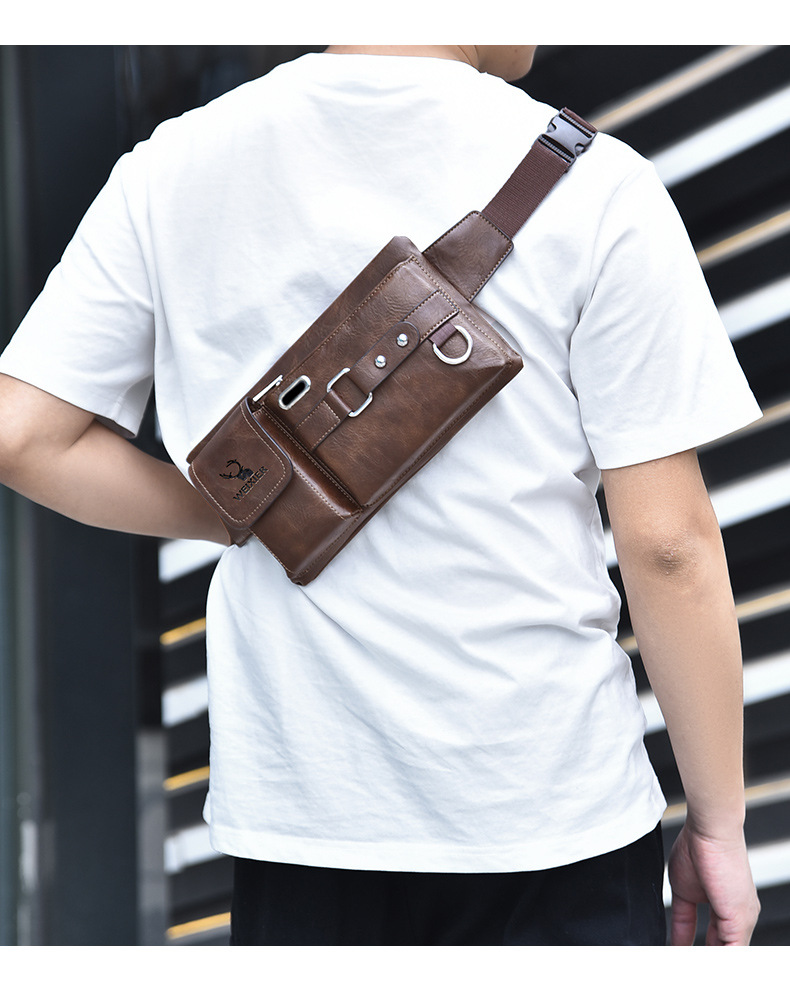 2023 New Hot Selling Men's Shoulder Bag Crossbody Bag Tactical Chest Bag Mobile Waist and Crotch Bag Multi Functional Chest Bag Retro PU Waist Bag_voghion.com