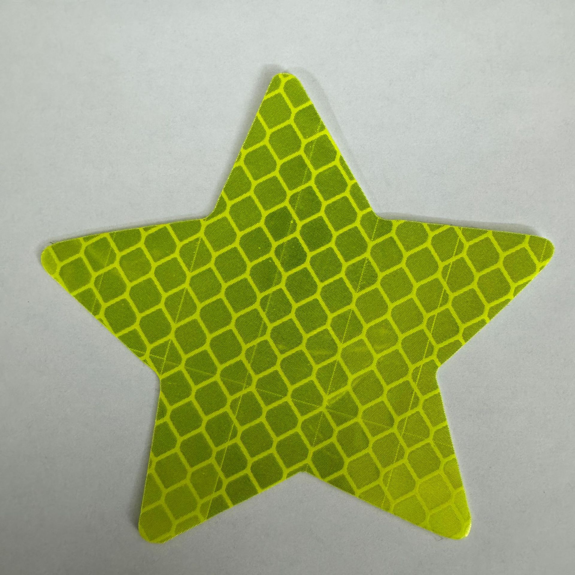오각별 다이아몬드 반사 스티커(형광황록색) 6cm*6cm