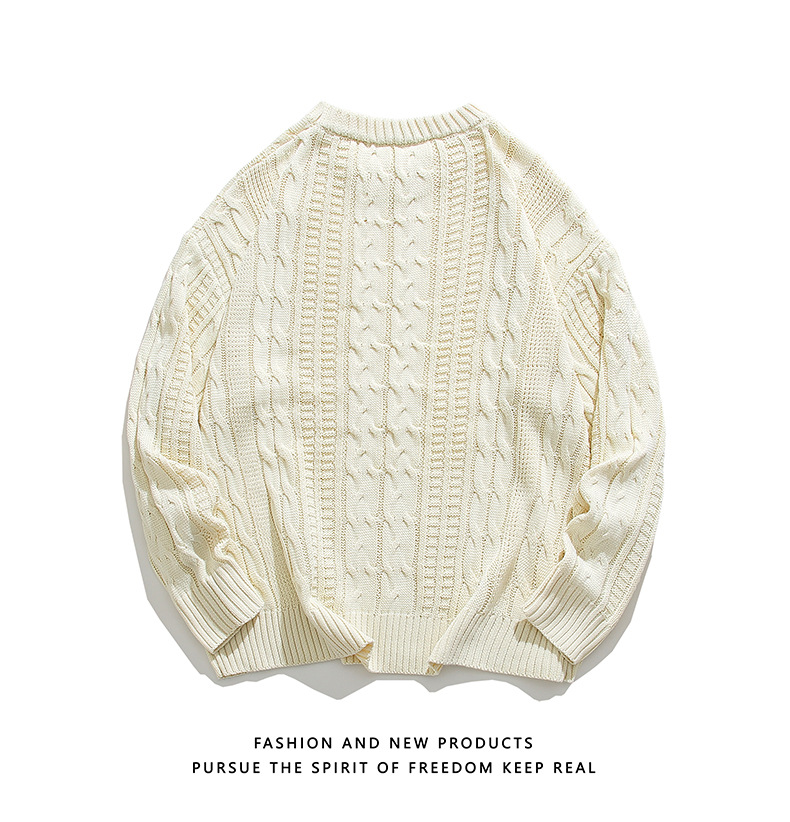 Trendy Men's Knitted Sweater Versatile Solid Colour Winter Style_voghion.com
