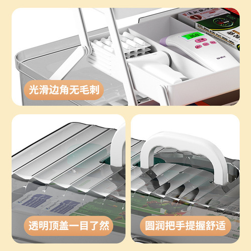 Household medicine box large capacity epidemic prevention medicine box outdoor portable first aid box family medical box medicine box storage box