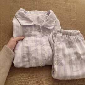 云朵棉睡衣女可爱小象翻领长袖长裤家居服新款韩版宽松卡通
