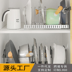 ステンレスの鍋の蓋の棚の伸縮できる調整の鍋の蓋の棚のフライパンの皿の多機能の収納整理棚