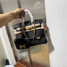 高端多功能内缝铂金包荔枝纹togo小牛皮真皮经典百搭气质休闲