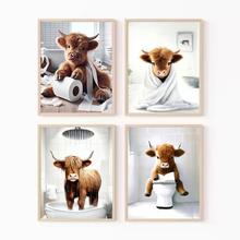 古怪的农场动物奶牛海报幽默异想天开的苏格兰奶牛帆布画