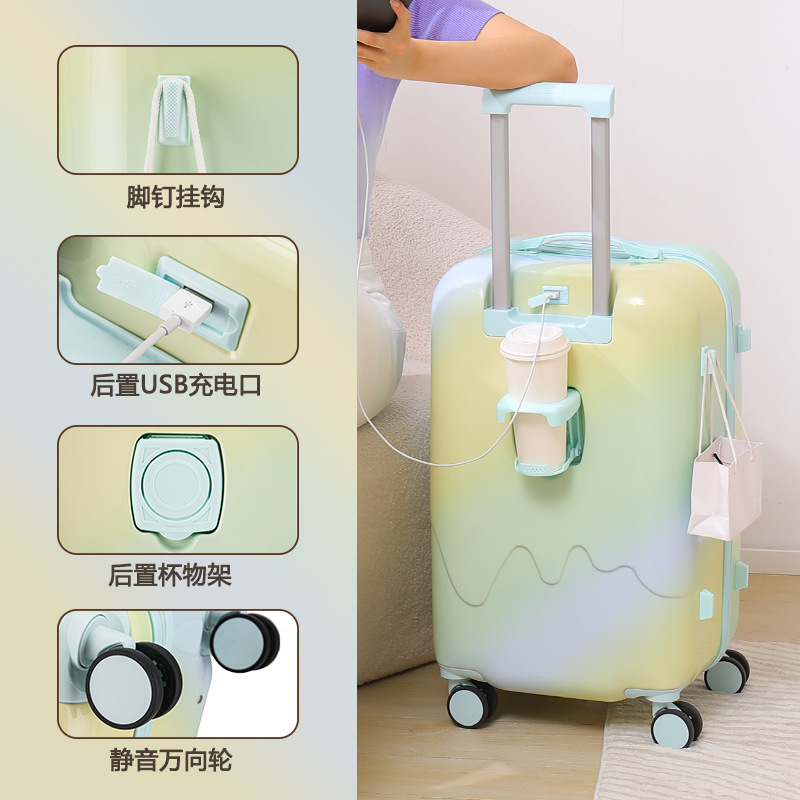 Maleta de 26 pulgadas de gran capacidad Gradiente de alto valor facial de tracción Maleta de viaje Rueda universal 20 pulgadas ligera y duradera