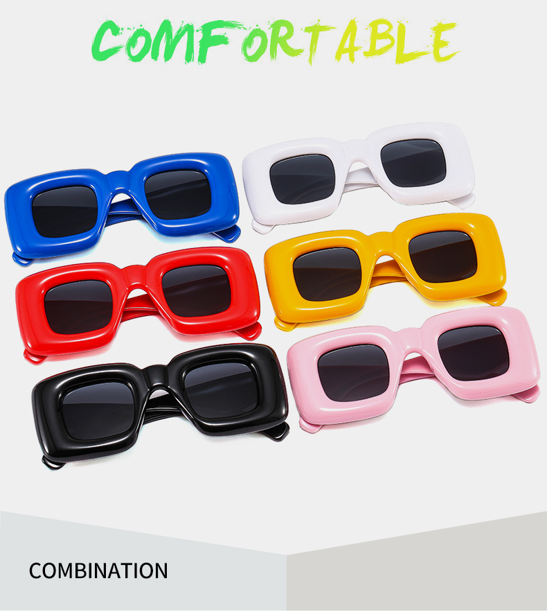 Party Occasion Solid Color Pattern Fashion Solid Color PC UV400 Protection Square Full Frame Women's Sunglasses