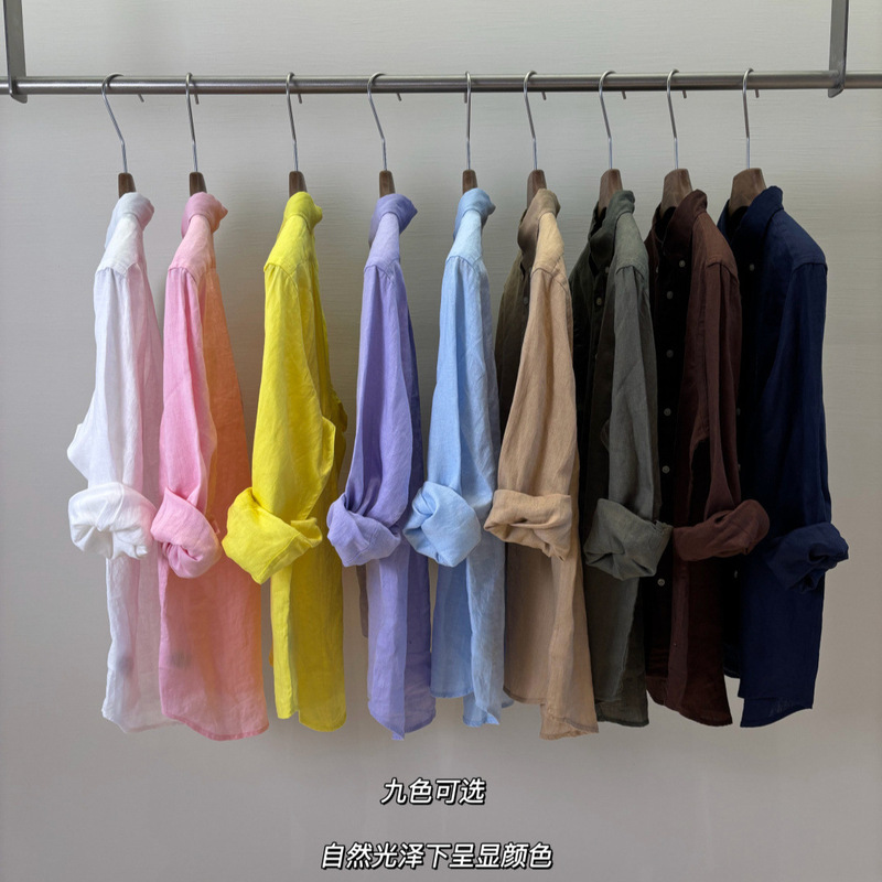 Baoyi Spring and Summer Classic Style Moisture-Wicking and Breathable Nine-Color Linen Shirt 051822