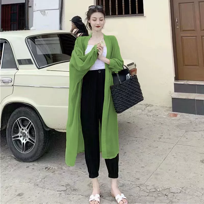 Shirt, cloak, long cardigan, (Physicals), sun protection, internet celebrity, western style, bright catchy style, mid-length