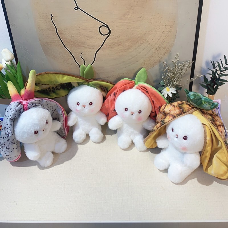 Cute Fruit Rabbit Plush Toy Doll Children's Sleeping Companion Strawberry Carrot Pillow Mini