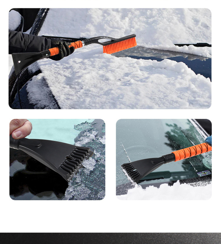 Cross-border detachable 2-in-1 car snow shovel, detachable winter car window ice scraper and defrosting tool, available for wholesale