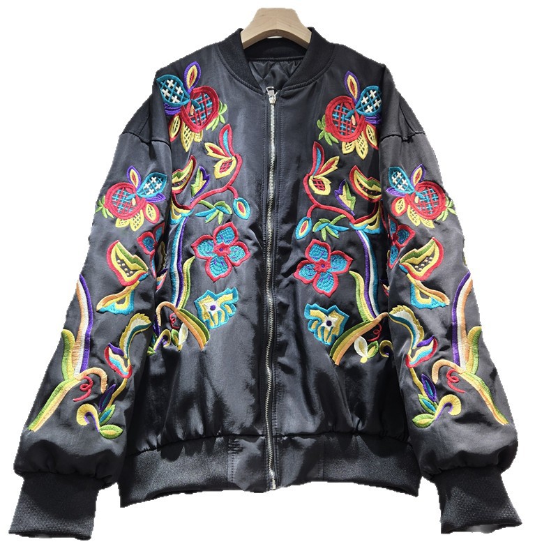 Estación europea de otoño y invierno 2025 moda polivalente industria pesada bordada delgada chaqueta de cuello vertical chaqueta de moda de mujer chaqueta de algodón