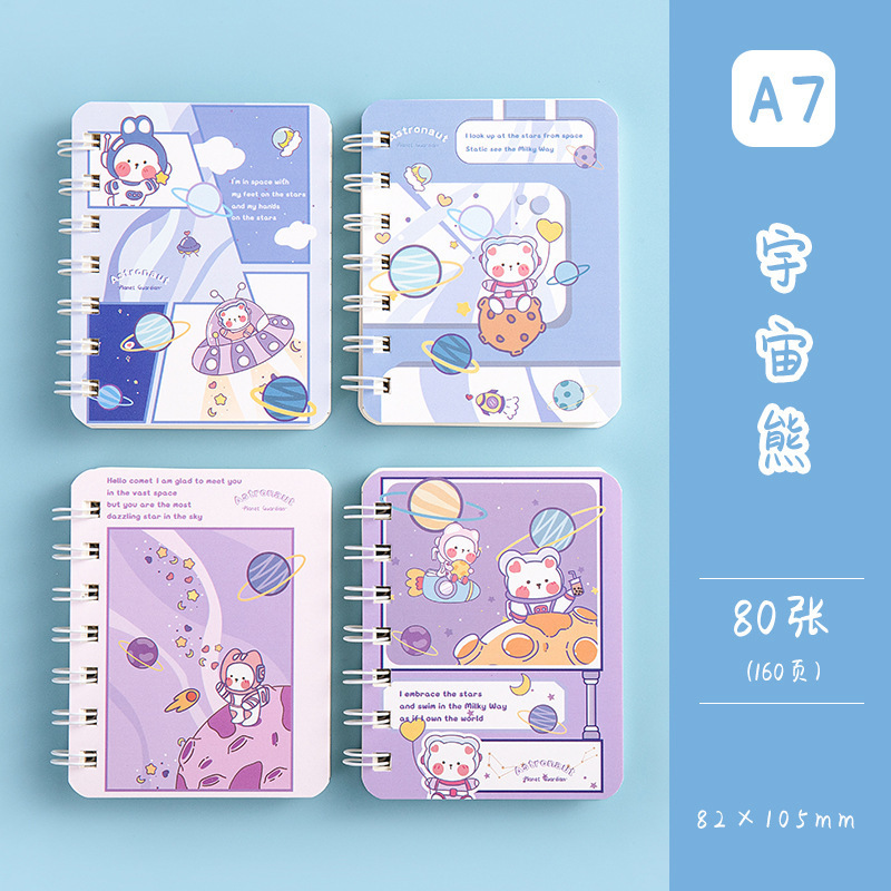 Bobina de dibujos animados de niña corazón pequeño cuaderno lindo mini portátil trompeta cuaderno de tareas de papel cuaderno de bolsillo