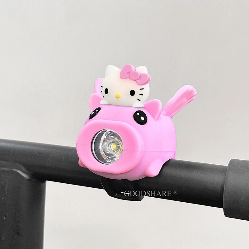 子供用自転車ライト、ナイトライディングライト、かわいい漫画kt猫マウンテンバイクバランスフロントライトツーインワンホーンアクセサリー|undefined