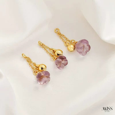 Inlaid with natural amethyst, plated with: Zərgərlik ara hissələri