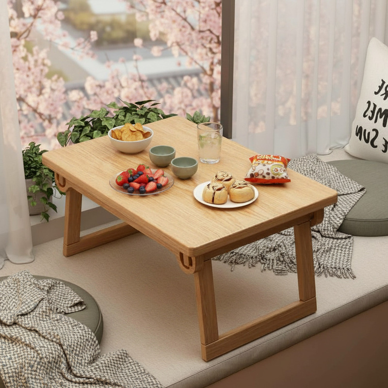 Solid Wood Folding Table Bay Window Small Table Coffee Table Tatami Low Table Bedroom Bed Simple Lap Computer Table