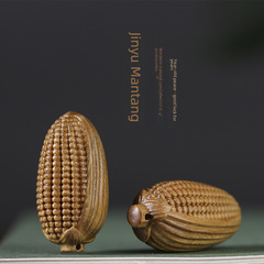 【金玉滿堂】綠檀木檀香工藝雕刻大豐收玉米創意diy飾品掛件配飾