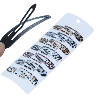 Foreign trade hot selling hot water drop leopard print 5cm metal bb clip black and white striped hairpin female simple source manufacturer