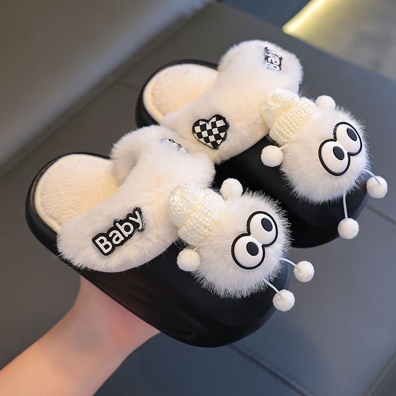 Zapatillas de algodón para niños de invierno para niños y niñas calientes de veludo EVA impermeable desmontable de algodón para padres e hijos bolsas de bebés zapatos de talón de algodón