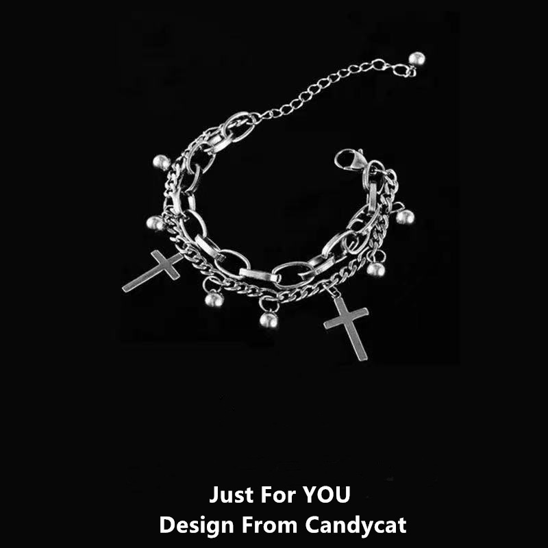 Cross Bracelet Female Best Friend Couple Two Friendship Bracelet Three Person Jewelry Male and Female Personalized Student Korean Style Bracelet