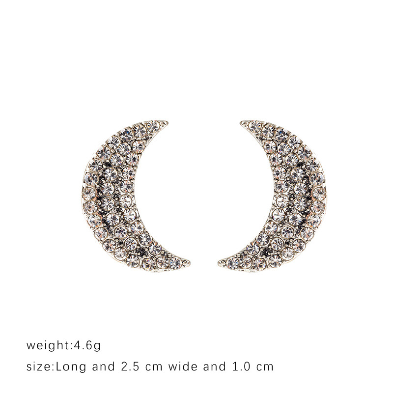Simple New Fashion All-match Mini Crescent-shaped Earrings Full Diamond Moon Earrings Fashion European And American Earrings Hot Sale display picture 1