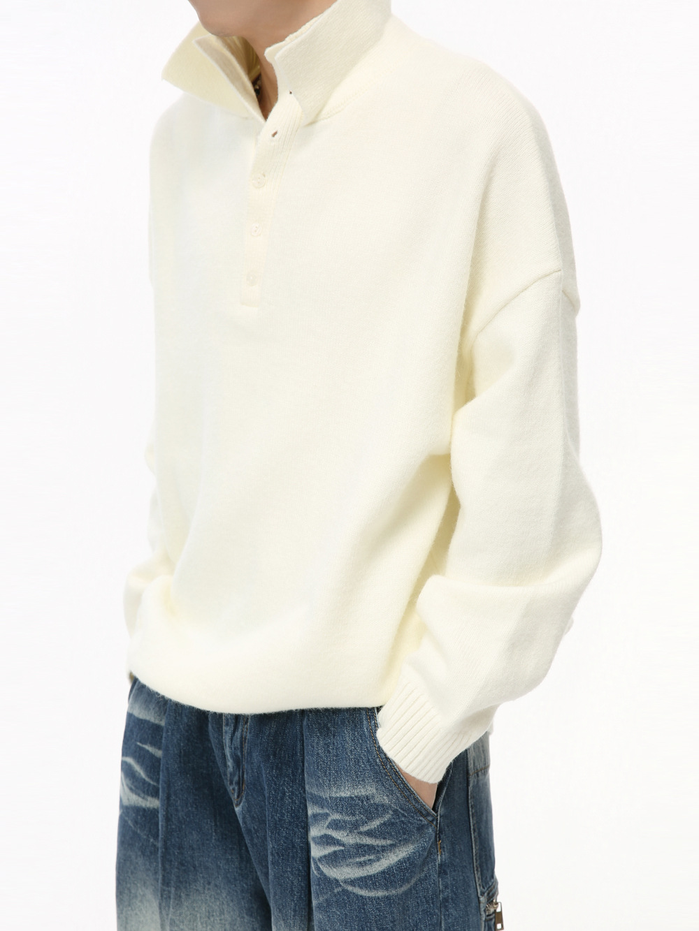 MTLCLOTHES Hombres| 2024 otoño nuevo nicho perezoso estilo simple polo jersey suéter