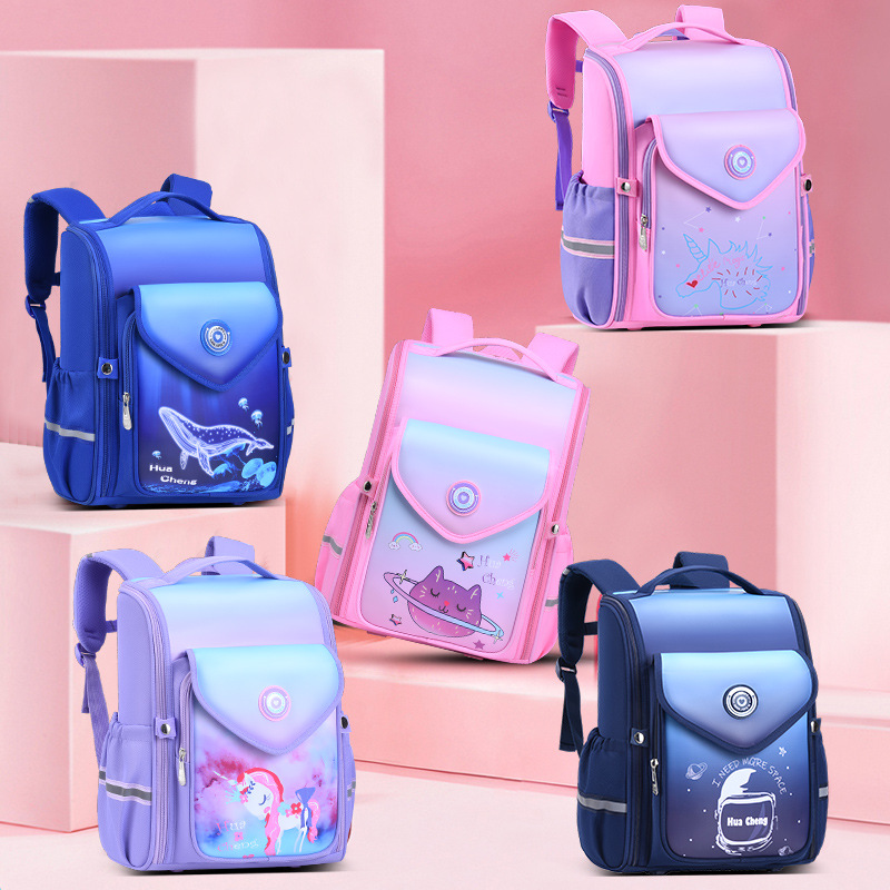 new pattern Schoolbag 1-3-6 grade men and women Gradient color Lightening Decompression Backpack One piece On behalf of