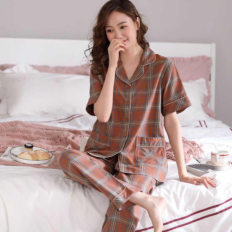 2022 nuevo 100% pijamas de algodón pantalones de manga corta de verano de las mujeres madre más tamaño desgaste en el hogar traje delgado