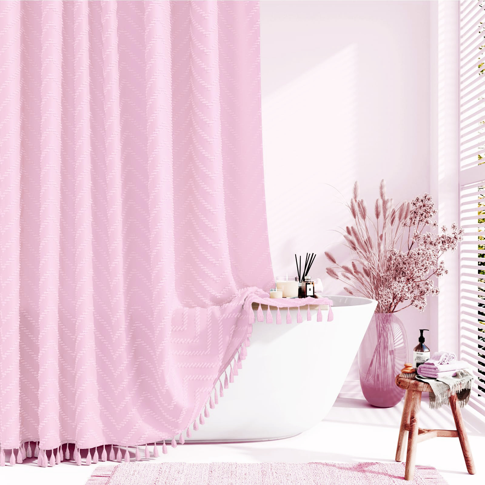 분홍색 물결 모양의 절화(술 포함)