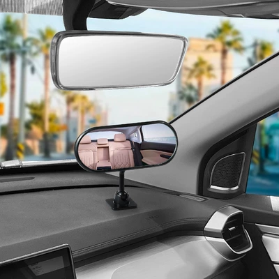 The car interior is equipped with: Large field of view rear view auxiliary mirror