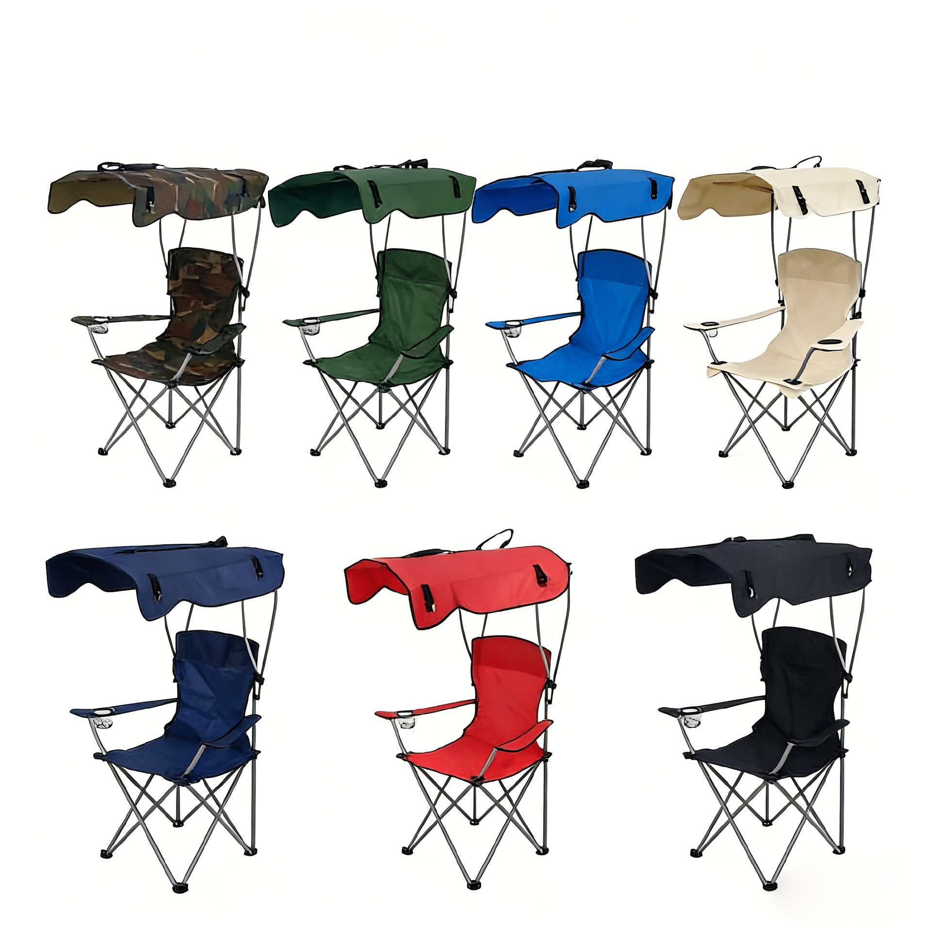 Silla plegable de sombra al aire libre transfronteriza silla de pesca silla de ocio portátil silla de respaldo doble silla de techo sillón