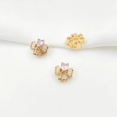Zərgərlik ara hissələri: Double-Row Pearl Bracelet Beading Material - style-9-purple-zirconium-120mm-gold