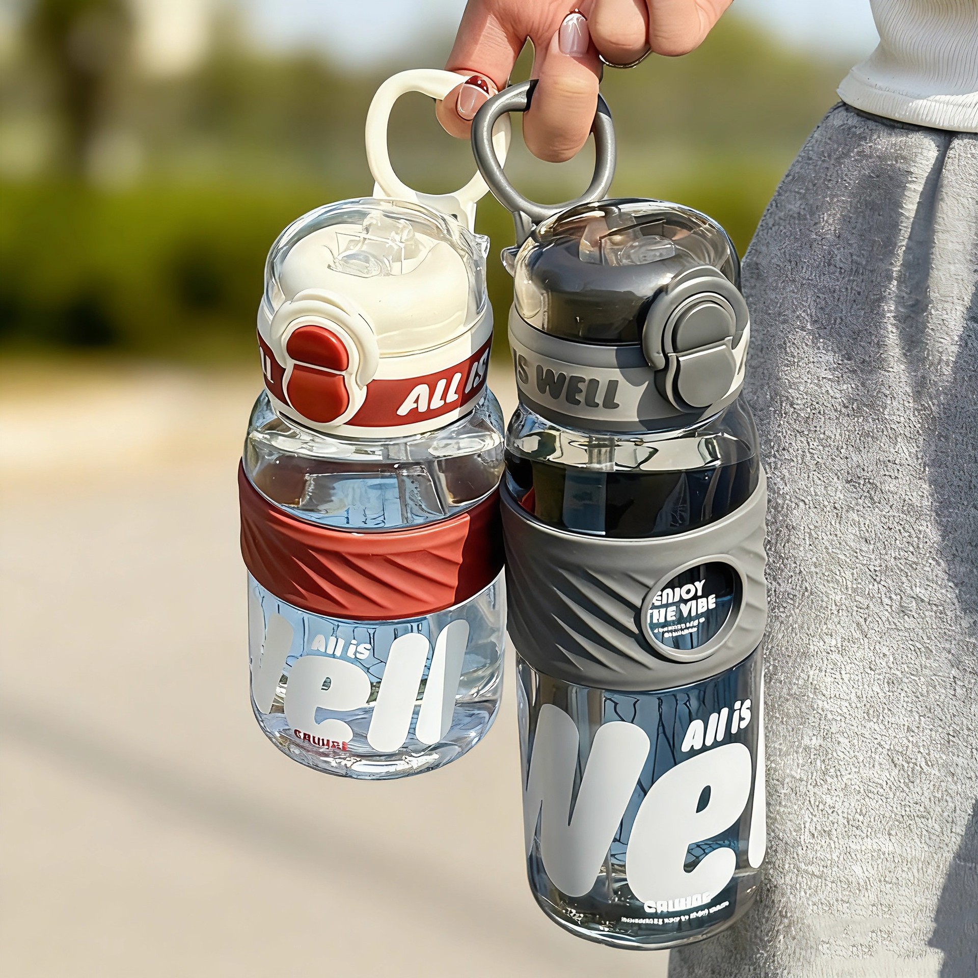 Tazas de agua de verano de gran capacidad de paja doble taza deportiva al aire libre de estudiantes de secundaria taza portátil 2025 nuevo