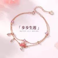 Серебряный браслет Lotus для женщин, новый высококачественный браслет, сексуальная цепочка на щиколотке, двухслойные невыцветающие серебряные украшения для взрослых в античном стиле