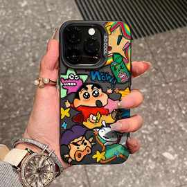 彩绘小新适用苹果16手机壳iPhone15promax 高级14硅胶13软12