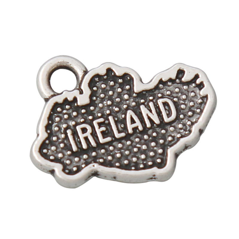 Ancient silver alloy double-sided Ireland Irish national map jewelry accessories