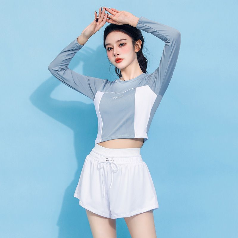 Hot-Selling Women's Swimsuit, Pure Desire Style Ins Two-Piece Set, Slimming, Tummy-Concealing, Conservative Long-Sleeve Hot Spring Swimwear Hot-Selling Women's Swimsuit, Pure Desire Style Ins Two-Piece Set, Slimming, Tummy-Concealing, Conservative Long-Sleeve Hot Spring Swimwear