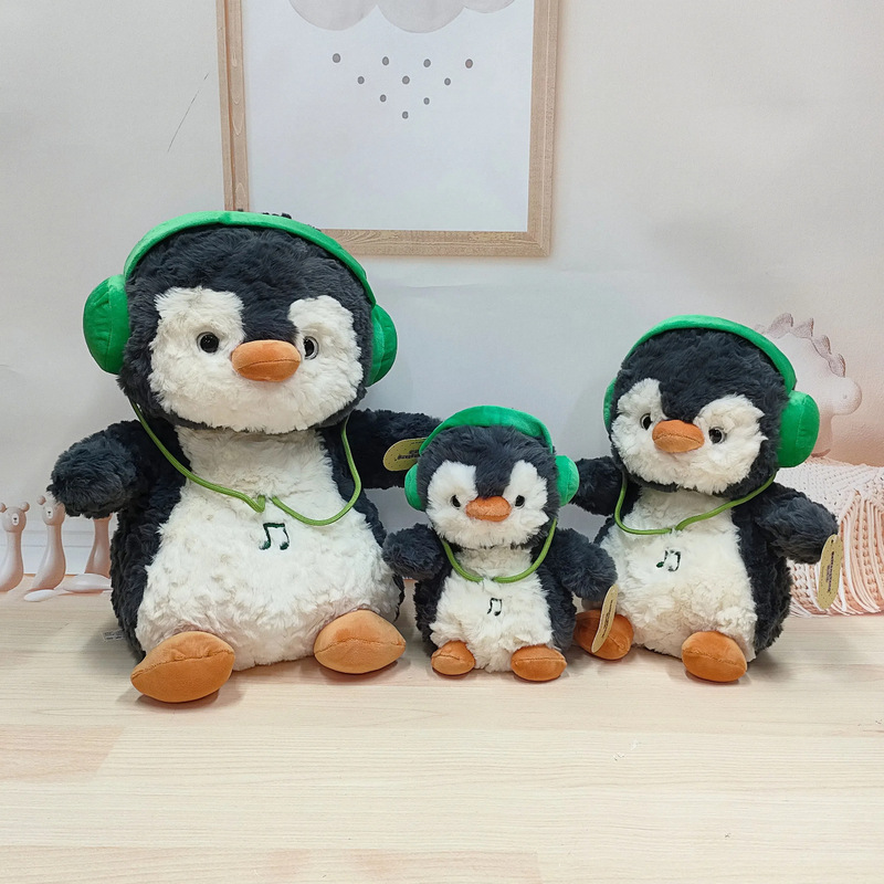 Cute and Dynamic Penguin Plush Toy to Accompany and Soothe Headphones, Fun Penguin Doll, Cloth Doll, Children's Toy