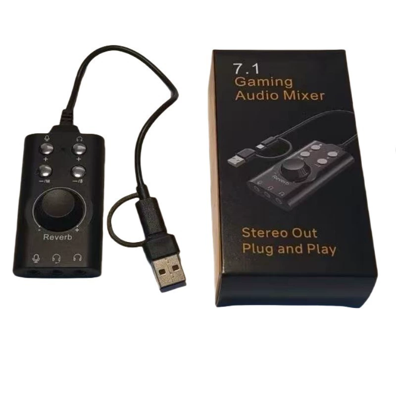 USB7.1 компьютерный усилитель голоса мужской на женский онлайн-игры запись в live режиме на мобильном телефоне и компьютере двойной вход Type-C звуковая карта