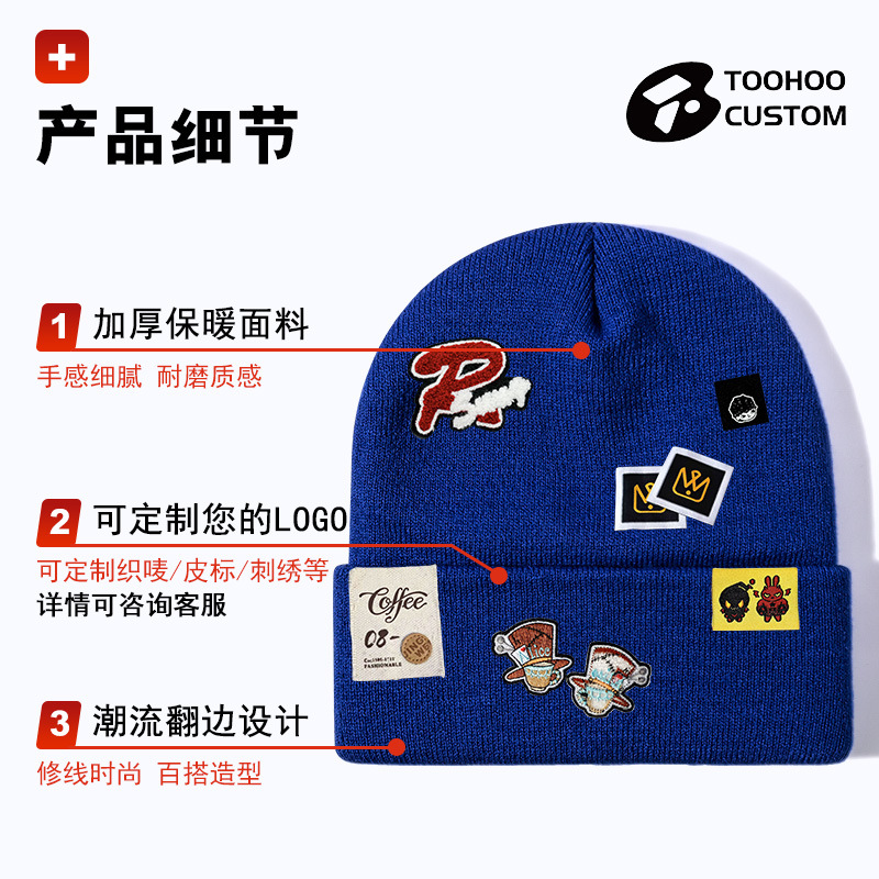 Sombreras de punto personalizadas transfronterizas de venta caliente de marcas de invierno de moda europea y americana bordadas sombreros de punto de moda para adultos