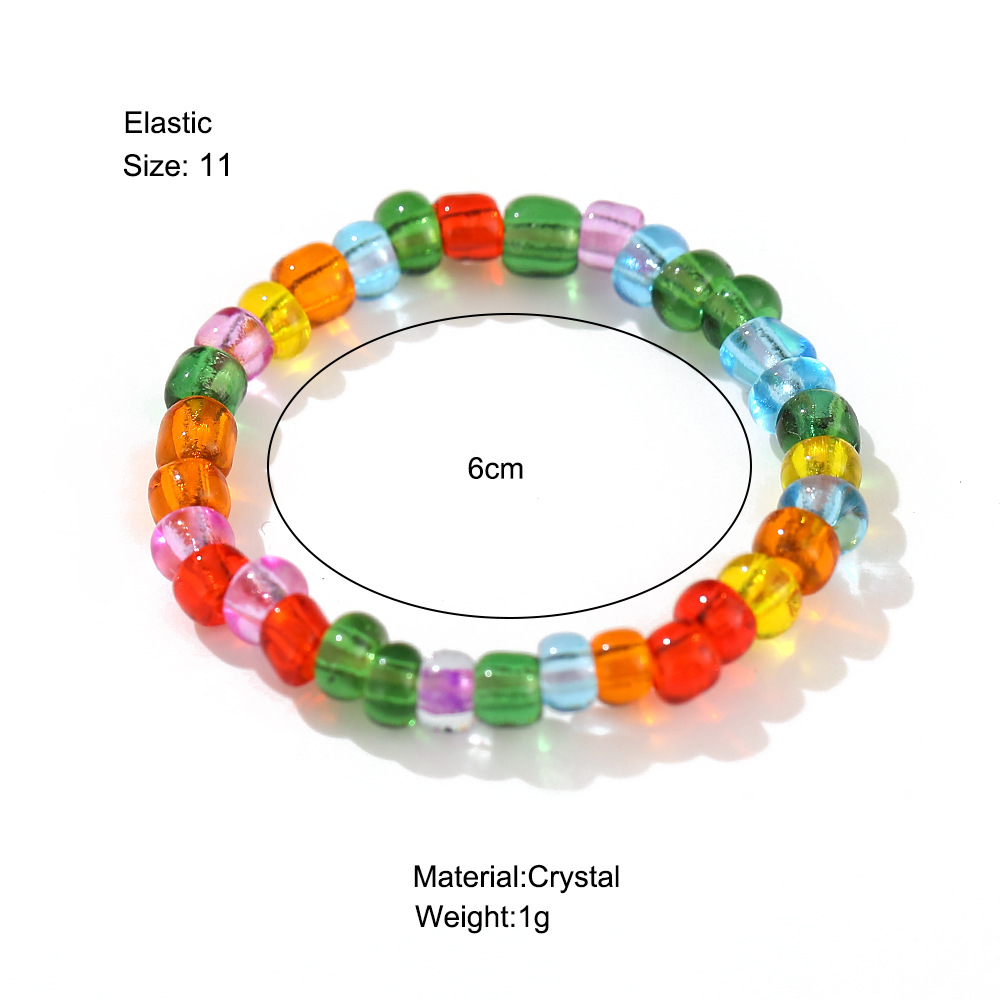 Creative Candy Color Rice Bead Ring Ring Beaded Colorful Rice Bead Ring Glass Rice Bead Ring display picture 1