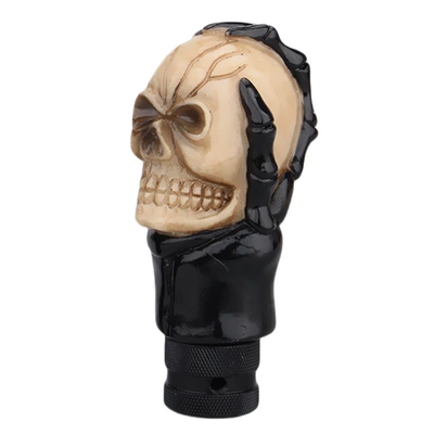 Foreign Trade Cross-Border Black Skull Gear Shift Knob Car Modification Resin Gear Lever Universal (Cab and accessories) - beige-black