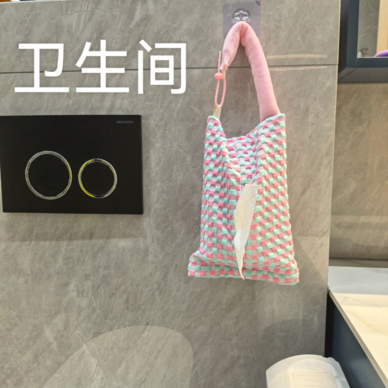 Car-Mounted Tissue Box, Fabric Tissue Bag, Car Tissue Box Supplies, Household and Car Universal Hanging Tissue Box