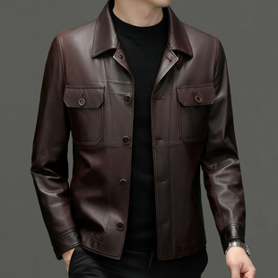 New Top-Layer Cowhide Genuine Leather Jacket for Men, Spring and Autumn New Fashion Casual Biker Leather Jacket, Slim Fit Coat Trendy