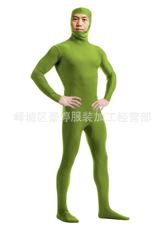 莱卡全包开脸连体紧身衣zentai纯色塑身衣舞台表演服演出装走秀|undefined